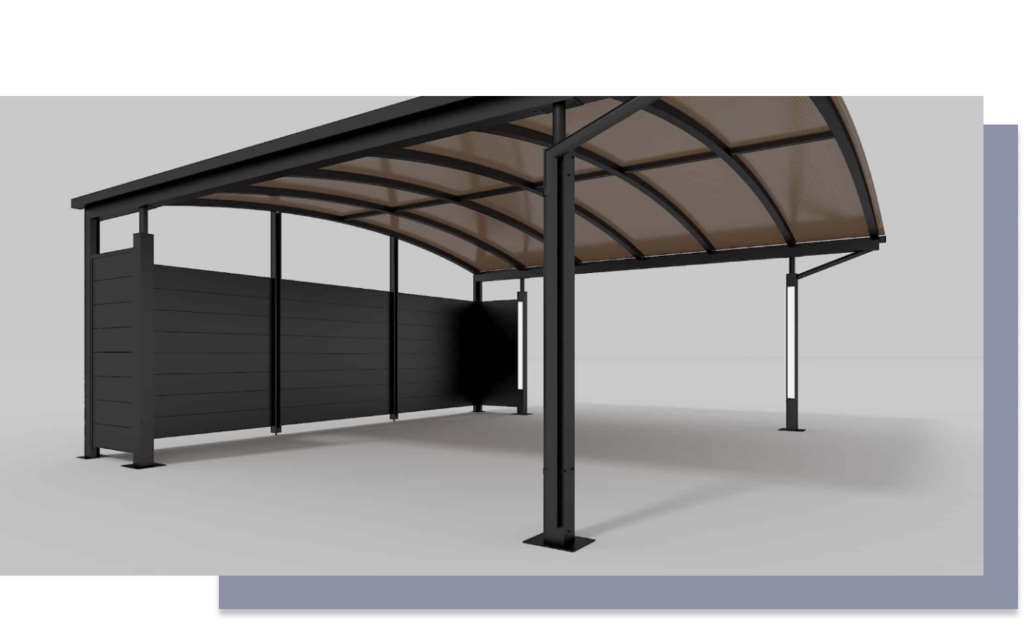 Allview Carporte CALUX double carport med endevæg i komposit plank