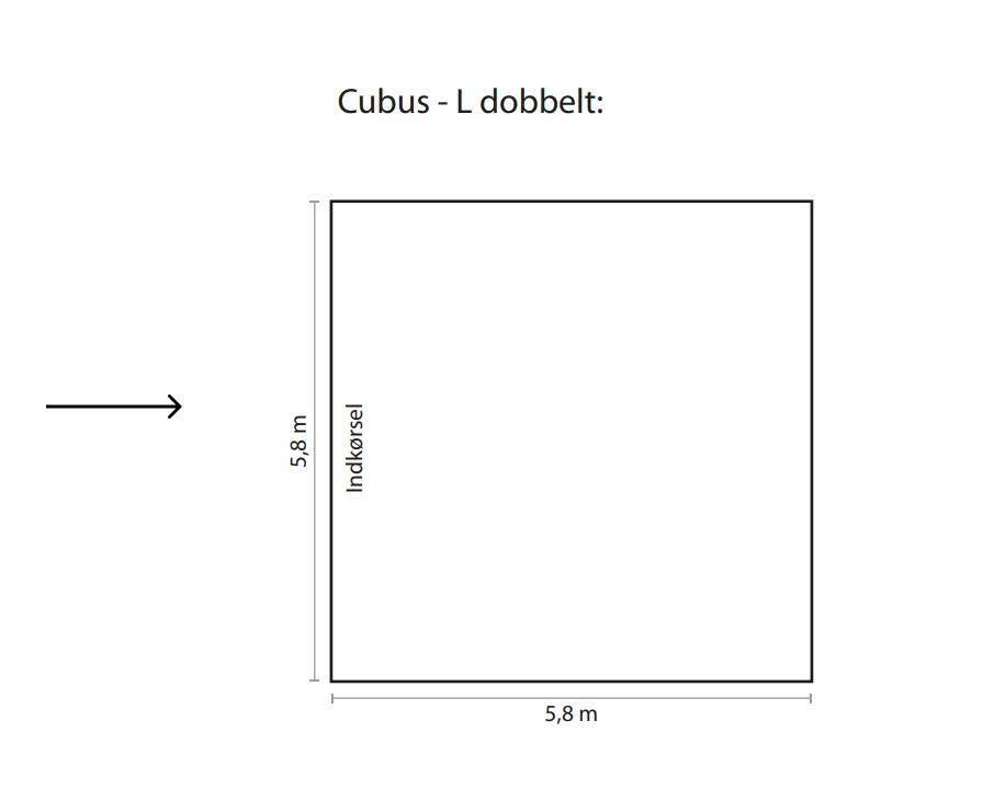 CUBUS-L Dobbelt carport grundplanstegning med pil